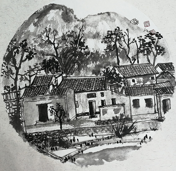 樊玉霞作品13  阳朔写生《古宅》38X38cm           2019年